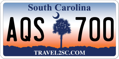 SC license plate AQS700