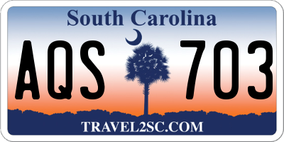 SC license plate AQS703