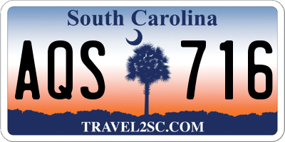 SC license plate AQS716