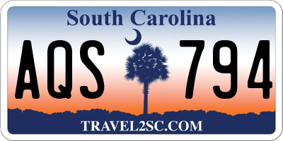 SC license plate AQS794