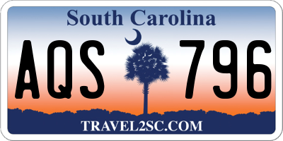 SC license plate AQS796