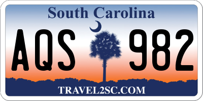 SC license plate AQS982