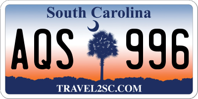 SC license plate AQS996