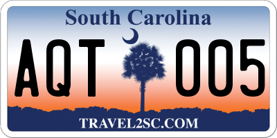 SC license plate AQT005