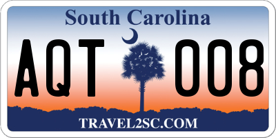 SC license plate AQT008
