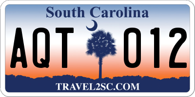 SC license plate AQT012