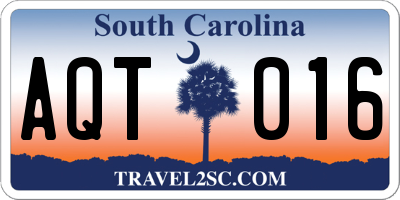 SC license plate AQT016