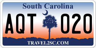 SC license plate AQT020