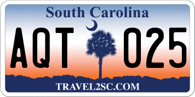 SC license plate AQT025