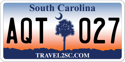 SC license plate AQT027