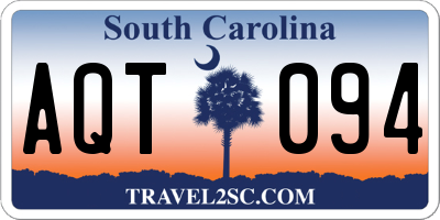 SC license plate AQT094