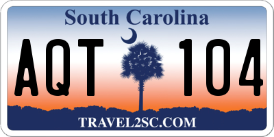 SC license plate AQT104