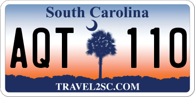SC license plate AQT110