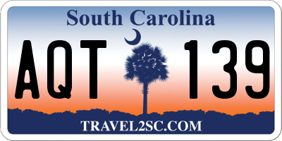 SC license plate AQT139