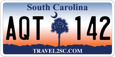 SC license plate AQT142