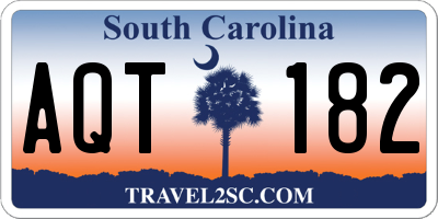 SC license plate AQT182