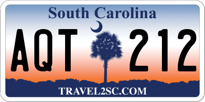SC license plate AQT212