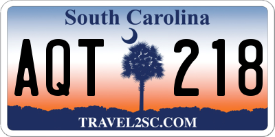 SC license plate AQT218