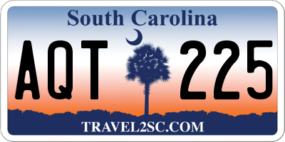 SC license plate AQT225