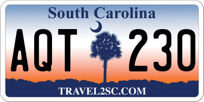 SC license plate AQT230