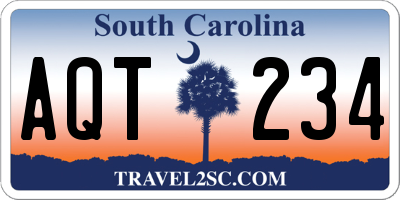 SC license plate AQT234
