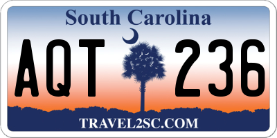 SC license plate AQT236