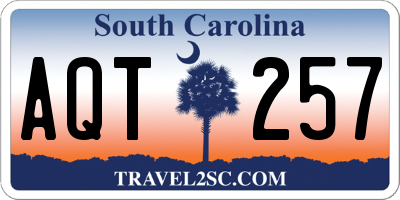 SC license plate AQT257
