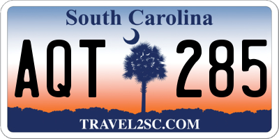 SC license plate AQT285