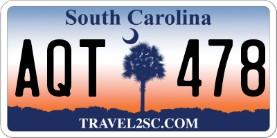 SC license plate AQT478