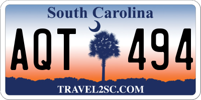 SC license plate AQT494