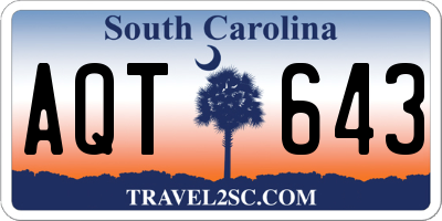 SC license plate AQT643