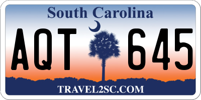 SC license plate AQT645