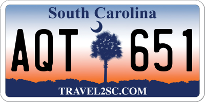 SC license plate AQT651