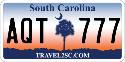SC license plate AQT777
