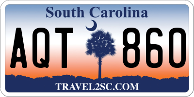 SC license plate AQT860