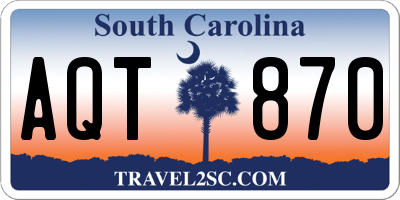 SC license plate AQT870