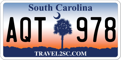 SC license plate AQT978