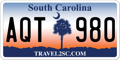 SC license plate AQT980