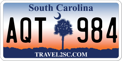 SC license plate AQT984