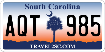 SC license plate AQT985