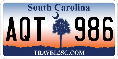 SC license plate AQT986