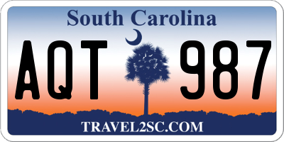 SC license plate AQT987