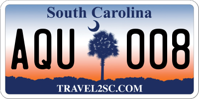 SC license plate AQU008