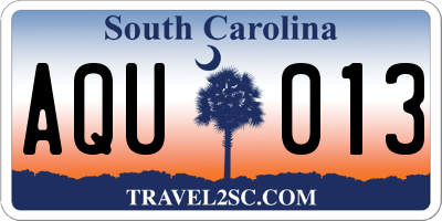 SC license plate AQU013
