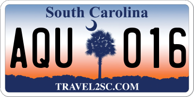 SC license plate AQU016