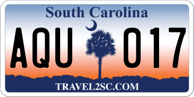 SC license plate AQU017
