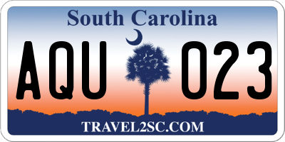 SC license plate AQU023