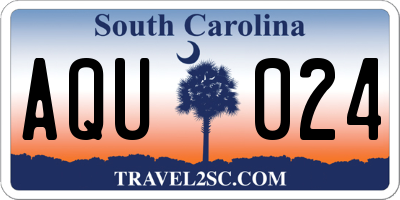 SC license plate AQU024