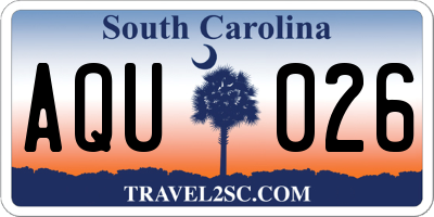 SC license plate AQU026