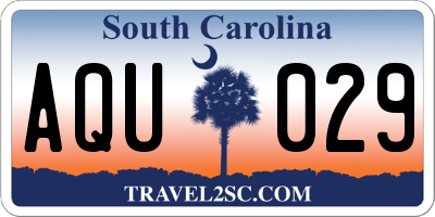 SC license plate AQU029